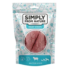 SIMPLY FROM NATURE Meat Strips Mėsos juostelės su aviena ir ryžiais šunims 80 g