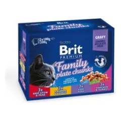 Brit Premium konservuotas pašaras katėms maiš. Family Plate 1200 g (12x100 g)