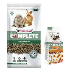 VERSELE-LAGA Cuni Sensitive Complete 1.75kg - maistas triušiams + Crock Complete Carrot - morkų skanėstas triušiams ir graužikams 50g
