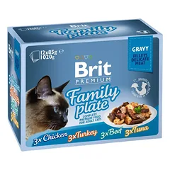 Brit Premium Cat Fillets in Gravy Family Plate 1020 g (12x85 g) konservai katėms maišeliuose