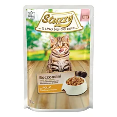Stuzzy Bocconcini, šlapias maistas kačiukams, vištiena padaže, 85 g, maišelis nuotrauka