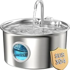 MCBOSON Edelstahl-Katzenbrunnen 2,2 l: Geräuscharm, 4-Stufen-Filterung