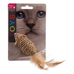 Magic Cat žaislas katei sizalo virvės pelė su katžole ir plunksnomis 18cm — 2 nuotrauka