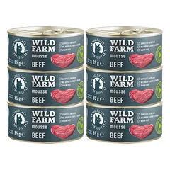 WILD FARM Mousse Beef 6x85g - putėsiai be grūdų katėms