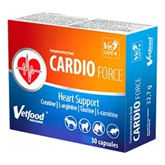 Vetfood Cardioforce papildai augintiniams, širdies ir kraujagyslių sistemos ligų prevencijai, 30 kapsulės