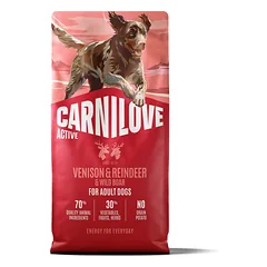 CARNILOVE ACTIVE Dog Dry Venison & Reindeer & Wild Boar sausas pašaras šunims
