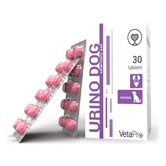 VetaPro Urino Dog papildai šunims, padedatys palaikyti natūralią šlapimo pūslės veiklą, N30