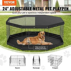 Šunų metalinis sulankstomas žaidimų aptvaras, 61 cm, 8 panelės — 2 nuotrauka