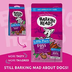 BARKING HEADS Fuss Pot Duck Small sausas maistas šunims su antiena, 1.5kg