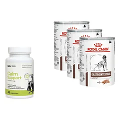 ROYAL CANIN Gastro Intestinal Low Fat LF22 3x410g skardinė + LAB-V Calm Support - streso ir elgesio sutrikimų simptomų palaikymas 45 kapsulės