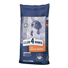 CLUB 4 PAWS Premium Visavertis pašaras vidutinių veislių suaugusiems šunims su vištiena, 20 kg