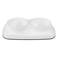 Happet dvigubas dubenėlis gyvūnui GLAM, plastikinis, baltas, 2x0.4L — 4 nuotrauka