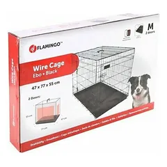Flamingo Ebo M Dog Wire Cage with Two Doors Black 77 x 47 x 55 cm