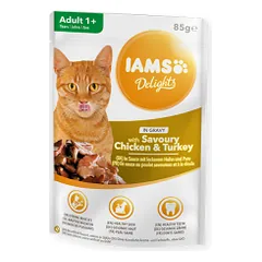 IAMS Delights konservai katėms su vištiena ir kalakutiena, 85 g