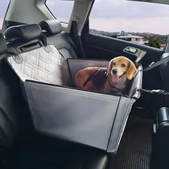 Automobilinė šuns kėdutė iki 22 kg, pilka, vandeniui atspari, su atraminiu rėmu