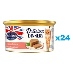 BUTCHER'S Classic Delicious Dinners su lašišos ir krevečių putėsiais 24x85 g