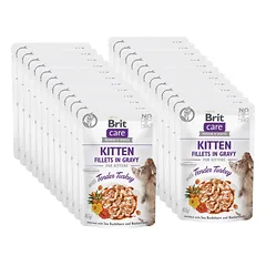 BRIT CARE Cat Kitten Fillets in Gravy with Tender Turkey Enriched with Sea Buckthorn and Nasturtium 24x85g