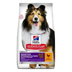 Hills Sience Plan Sensitive Stomach &amp; Skin Medium Canine Adult ėdalas šunims su vištiena