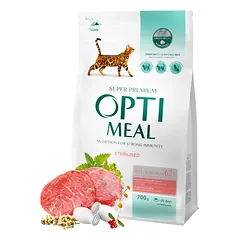 Optimeal™ Visavertis sausas maistas sterilizuotoms katėms ir kastruotiems katinams – didelis kiekis jautienos ir sorgo 1,5kg. – 10kg.