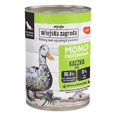 WIEJSKA ZAGRODA Vienbaltyminė antis drėgna maisto produktas šunims 400 g