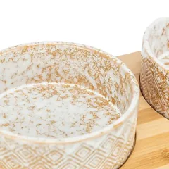 Trixie dubenėlių rinkinys iš keramikos ir bambuko, 2 x 300 ml, L 30 x B 6 x H 15 cm — 4 nuotrauka