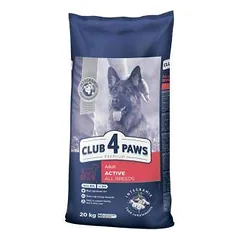 CLUB 4 PAWS Premium Active Visavertis pašaras suaugusiems aktyviems visų veislių šunims, 20 kg