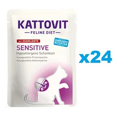 KATTOVIT Feline Diet Sensitive Vištiena ir antiena 24 x 85 g