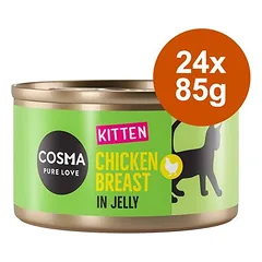Cosma Original Kitten drėgnas maistas kačiukams, ekonominė pakuotė 24 x 85 g