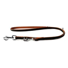 Das Lederband Hunde Führleine Denver schwarz/cognac