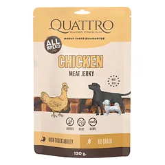 Quattro Chicken Meat Jerky skanėstai šunims, 130 g nuotrauka