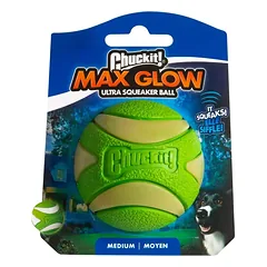 Chuckit! Max Glow Ultra Squeaker Ball M šviečiantis kamuolys