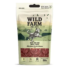 WILD FARM Ančių ir menkių traškučiai 50 g kačių skanėstai