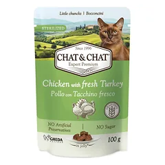 Chat & Chat Sterilized Cat Chicken with Turkey, kapsička 100 g