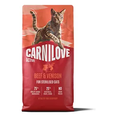 CARNILOVE ACTIVE Cat Beef & Venison Sterilised sausas pašaras katėms