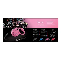 Automatinis pavadėlis Flexi New Classic, virvė, S dydis, 5 m, rožinis — 3 nuotrauka