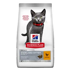 Hills Science Plan Sterilised Kitten With Chicken sausas maistas kačiukams, nėščiosioms ir žindančioms katėms, 1.5 kg
