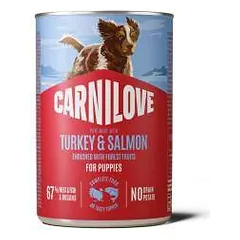 Carnilove Wild Meat Turkey & Salmon Puppies begrūdis, drėgnas maistas šuniukams, 400 g