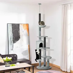 Kačių namelis draskyklė PawHut 60x255cm., pilkos/tamsiai pilkos spalvos — 2 nuotrauka