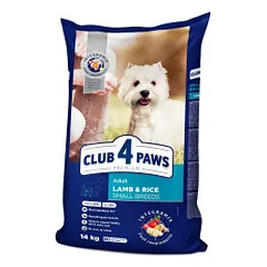 Club 4 Paws Premium sausas pašaras su ėriena ir ryžiais mažų veislių šunims, 14 kg