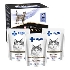 PURINA PVD FortiFlora Cat 30 paketėlių + 3x ENZO VET Žarnynas su ėriena padaže katėms 100g