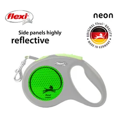 Flexi New Neon Tape juostinis, žalias pavadėlis šunims, M, 5 m — 3 nuotrauka