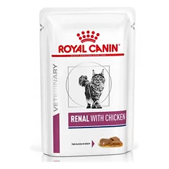 ROYAL CANIN Renal Feline vištiena 48 x 85 g drėgno ėdalo lėtiniu inkstų nepakankamumu sergančioms katėms