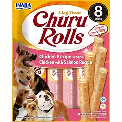 INABA Churu Rolls Chicken 8x12g vištienos ir lašišos suktinukai šunims