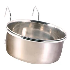 Trixie Stainless Steel Bowl With Holder nerūdijančio plieno dubenėlis su laikikliu paukščiams ir smulkiems graužikams, 600 ml, ø 12 cm