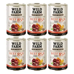 WILD FARM PURE MONO Jautiena, moliūgai ir kvinoja 6x400 g vienos rūšies baltymų šunų maistas