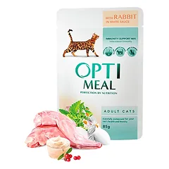 Optimeal™ Visavertis konservuotas ėdalas suaugusioms katėms su trušiena baltame padaže 0,85g. nuotrauka