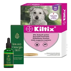 Bayer KILTIX, antkaklis dideliems šunims 70cm + LAB-V Omega 3 ir 6 riebalų rūgštys bendrai šunų ir kačių sveikatos, kailio ir odos būklei gerinti 100ml nuotrauka