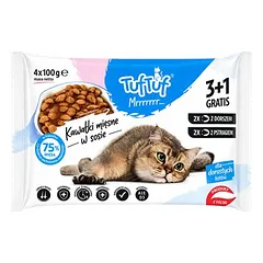 TufTuf drėgnas maistas katėms – mišinys, maišeliai 4 x 100 g, 3+1 dovanų, 400 - 499 g — 2 nuotrauka