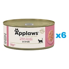 APPLAWS Cat Adult Tuna with Prawn in Broth tunas ir krevetės sultinyje 6x156 g