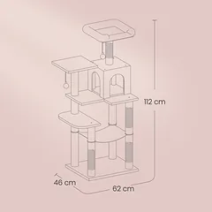 Katės draskyklė su nameliu ir hamaku, 112 cm — 5 nuotrauka